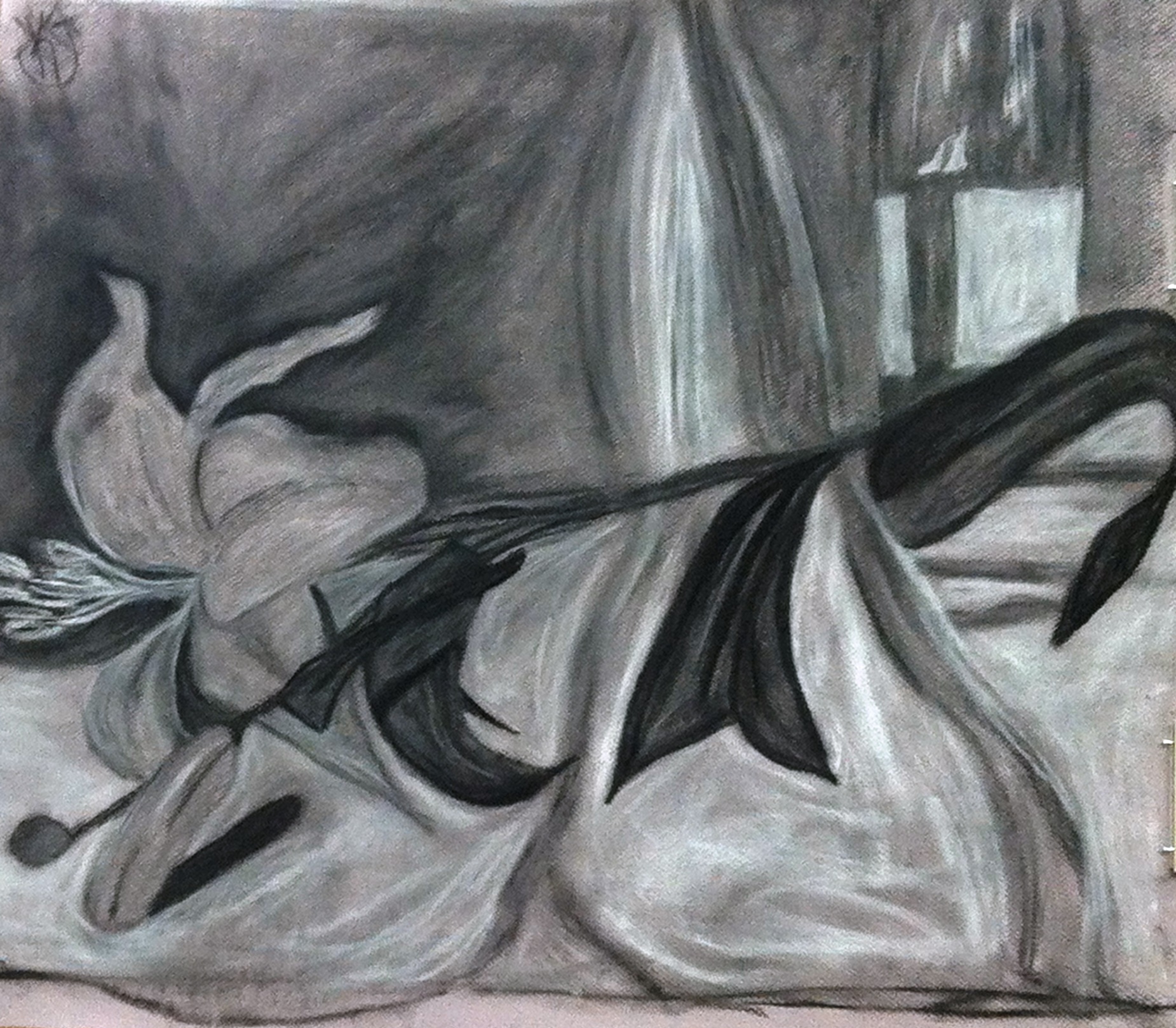 Lily on fabric: Charcoal - 2012