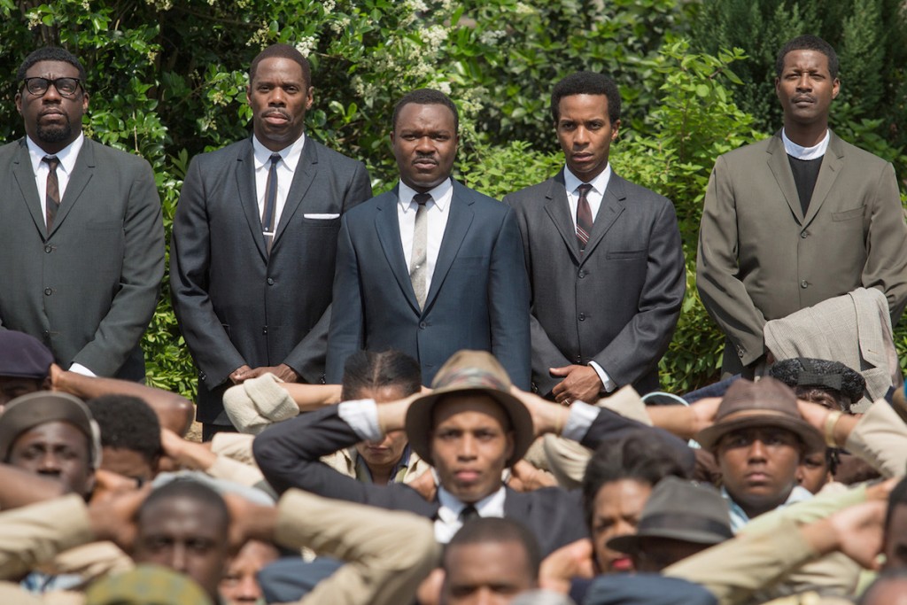 SELMA - 2014 FILM STILL - Background left to right: Tessa Thompson as Diane Nash, Omar Dorsey as James Orange, Colman Domingo as Ralph Abernathy, David Oyelowo as Martin Luther King, Jr., Andr¾© Holland as Andrew Young, Corey Reynolds as Rev. C.T. Vivian, and Lorraine Toussaint as Amelia Boynton - Photo Credit: Atsushi Nishijima   © MMXIV Paramount Pictures. All Rights Reserved.