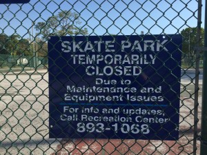Brigitta A. Shouppe | USFSP The skate park at Tomlinson Park was closed and padlocked in February.