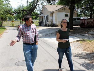 Devin Rodriguez | USFSP Cormier and Caitlin Johnston walk a street that may give way to an expanded interstate highway.