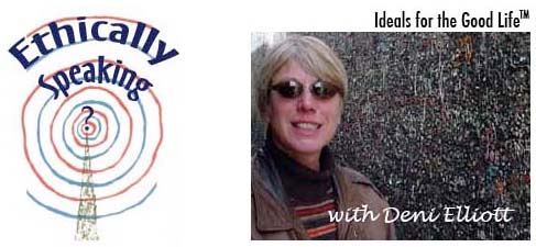 an image of the ethically speaking logo and deni elliott